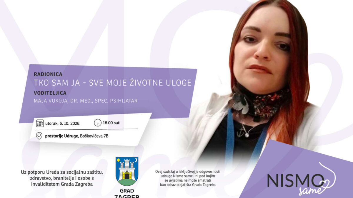 Radionica sa psihijatricom Majom Vukojom: Tko sam ja – sve moje životne uloge